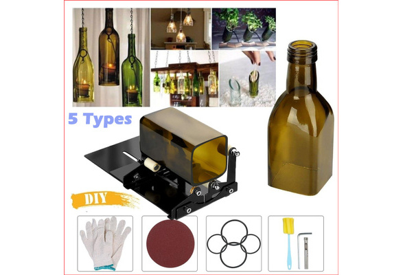DIY Glass Bottle Cutter Adjustable Sizes Metal Glassbottle Cut Machine for  Crafting Wine Bottles Household Creative Decorations Cutting Tool(5 Wheels)