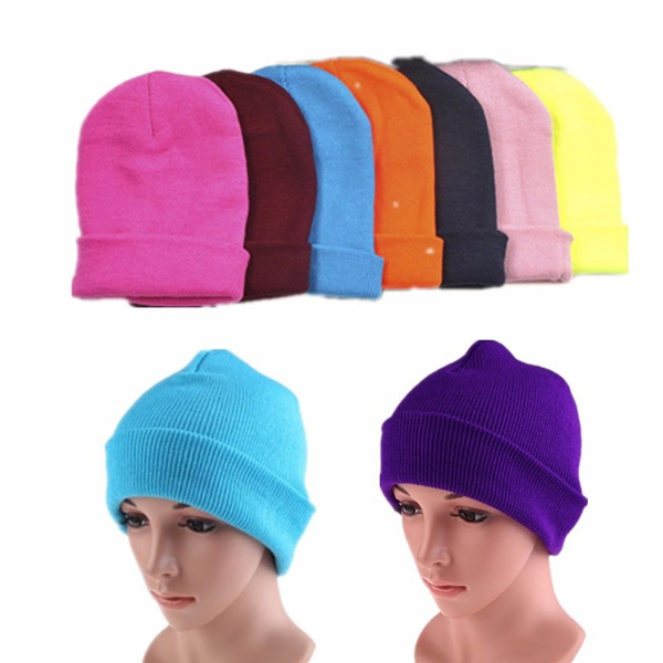 Knitted Beanie Womens, Beanie - Neon knit