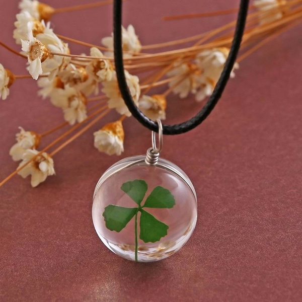 Women's Lucky Clover Floral Charms Necklace