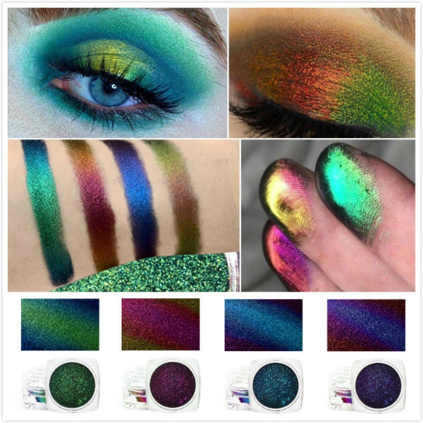 NEW Powder Eyeshadow Pigment Glitter Eyeshadow Palette Multicolor Chrome  Prismatic Powder For Nail Art Women's Beauty