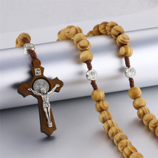 beadnecklace, roundwoodenbead, Fashion, Cross necklace