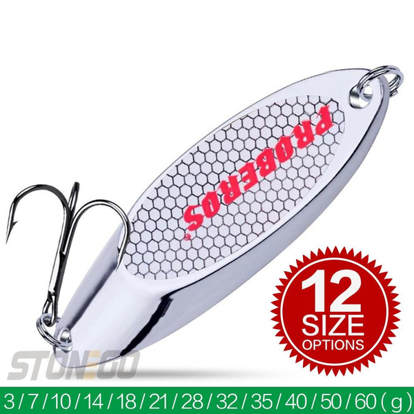 1Pc Treble Hooks Tackle, Metal Fishing Jigging Spoon Lure Casting Blade