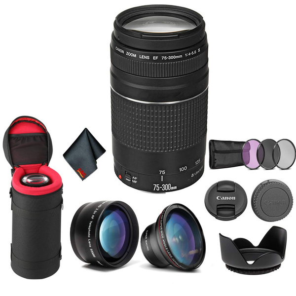 Canon Ef 75 300mm F 4 5 6 Iii Telephoto Zoom Lens 6473a003 Bundle With Tulip Lens Hood Wide Angle Lens Telephoto Lens Filter Kit Lens Case More Wish