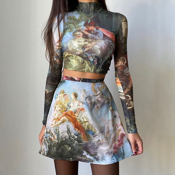 Fashion Women Retro Long Sleeve Crop 