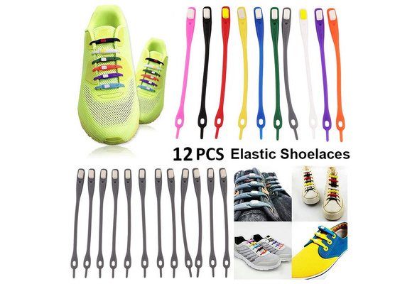 12Pcs Elastic Free Tying No Tie Lazy Silicone Shoelace Dress Shoe Laces vn 