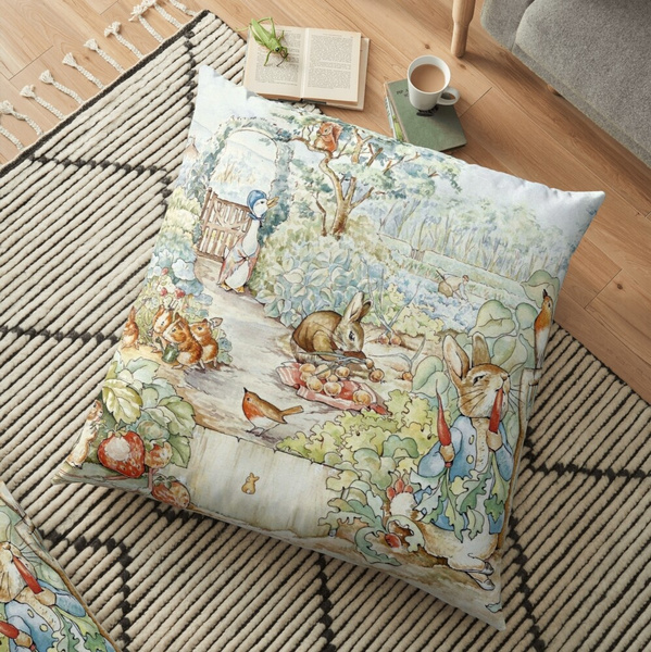 Peter Rabbit Beatrix Potter Characters in Garden Print Pillow