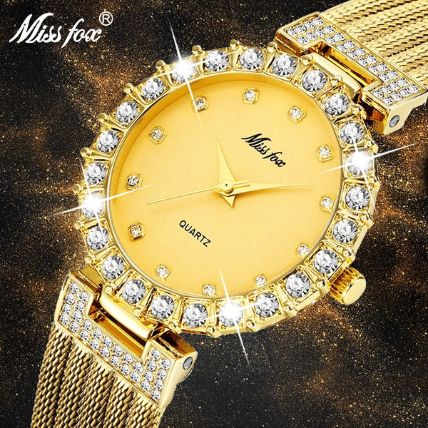 MISSFOX Femmes Montres Marque De Luxe Montre Bracelet tanche Grand Laboratoire Diamant Dames Montres bracelets Pour Femmes Quartz Horloge Heures