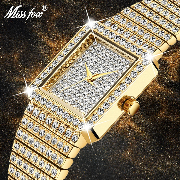 Montre Diamant Pour Femmes Marque De Luxe Dames or Carr Montre