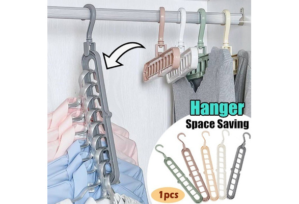 1pc Random Color Multi-Function Rotatable Non-Slip Triangle 9 Holes Hanger  Space Saving Folding Hook,Multi-hole Random Color Hanger