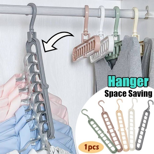 1/5Pcs 9-hole Hook Magic Hanger Storage 360° Rotate Extendable Foldable Durable
