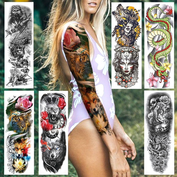 Large Arm Sleeve Tattoo Virgin Mary Jesus Waterproof Temporary Tattoo  Sticker