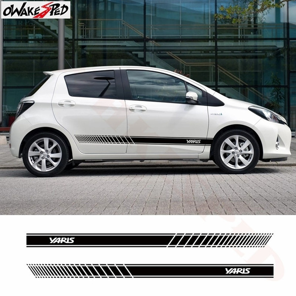 STICKERS DECALS GRAPHICS ANY COLOUR PAIR SIDE STRIPES FOR TOYOTA YARIS