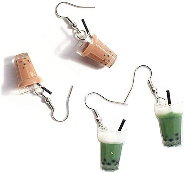 Mason Jar Boba Milk Tea Inspired Dangle/Stud Earrings OR Keychain | Ta –  Jessie Jay Cloth