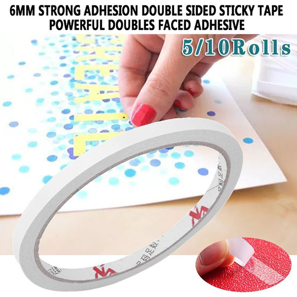 5/10Rolls 6MM Strong Adhesion Double Sided Sticky Tape Home Office Powerful  Doubles Faced Adhesive for School Office Handcraft
