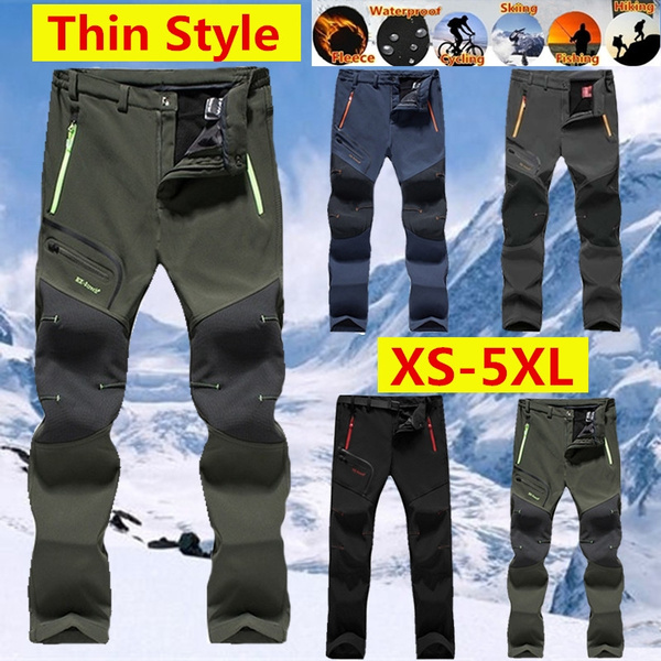 XS-5XL Plus Size New Men's Outdoor Waterproof Hiking Trousers Camping  Climbing Fishing Skiing Trekking Softshell Fleece Warm Pants