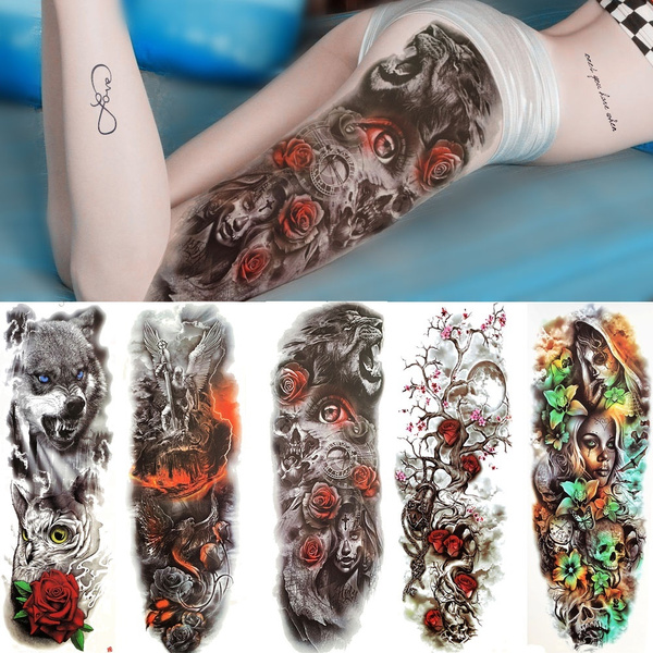 Wolf Lion Waterproof Temporary Tattoo Sticker Fake Tatoo Body Art Arm Men  Women