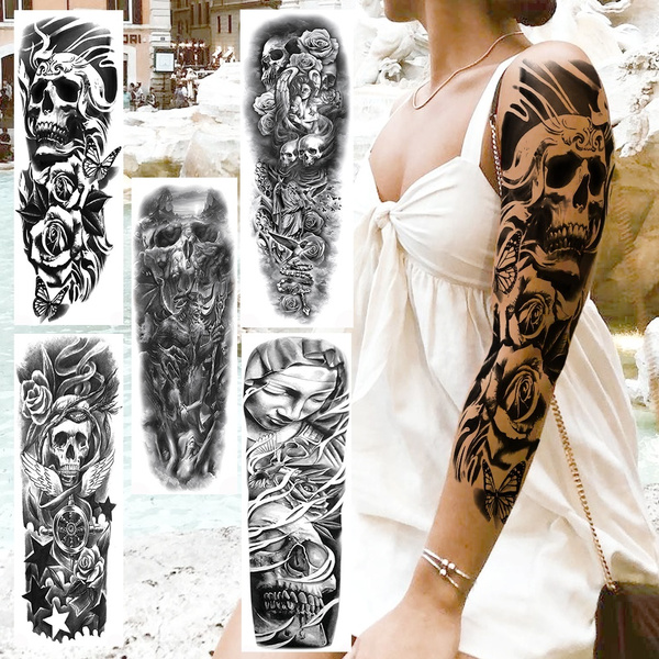 Skull sleeve 1  Skull sleeve tattoos Sleeve tattoos Arm tattoos for guys