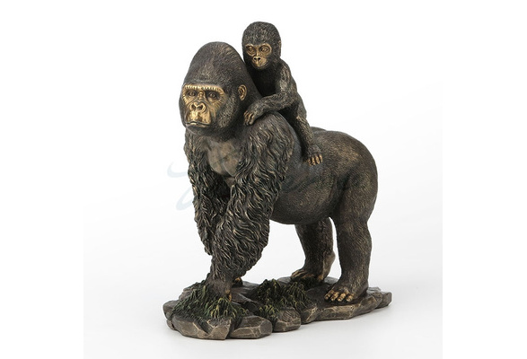Bronzed Mother & Baby Gorilla Ornament, / Gorilla Ornament / Monkey  Ornament / Gorilla Decor / Rustic Decor 