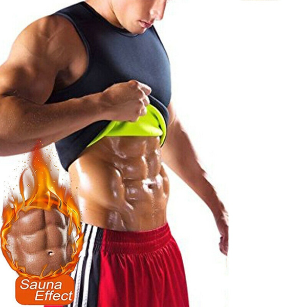 Men Neoprene Sauna Sweat Waist Trainer Vest Body Shaper Gym Weight Loss  Tank Top