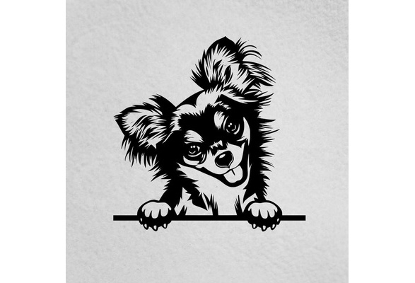 Peeking Long Hair Chihuahua Dog Sticker Chihuahua Mom Chihuahua Dad Chihuahua Lover Pet Dog Dog Lover Vinyl Car Window Laptop Decal 6 In 15 Cm White Wish