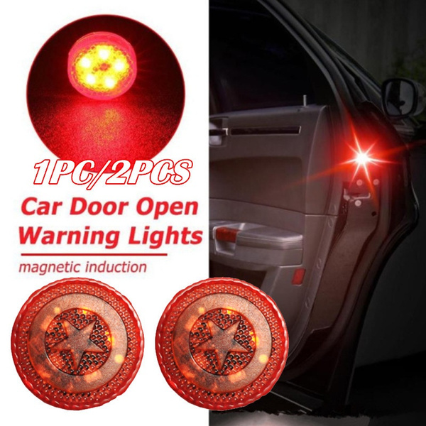 1 2 Pcs Magnetic Wireless Led Car Door Opening Warning Lights Waterproof Strobe Flashing Anti Rear End Collision Led Safety Lamps Wish