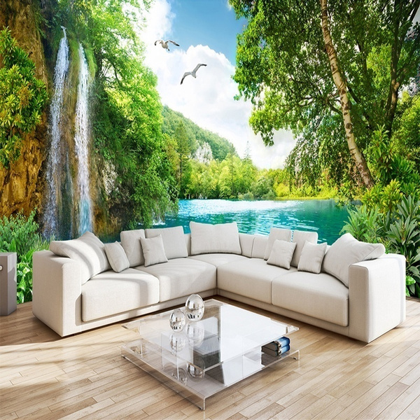 3D Wall Mural Wallpaper Home Decor Green Mountain Waterfall Nature Landscape  3D Photo Wall Paper For Living Room Bedroom | Wish