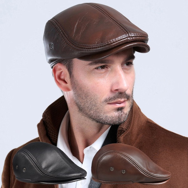 newsboy leather hats for men