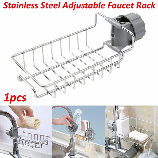 Kitchen Sink Sponge Holder Stainless Steel Sink Rack Adjustable