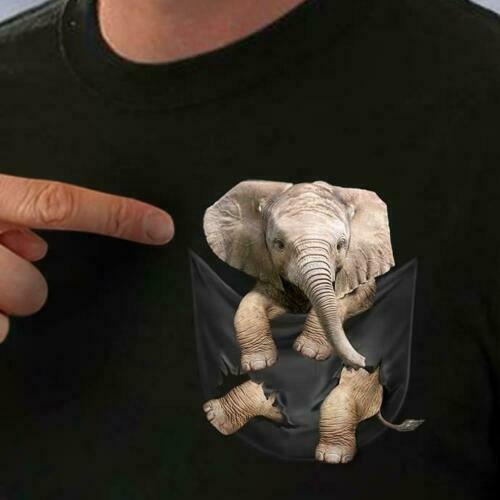 Elephant In Pocket Men T-Shirt Cotton S 