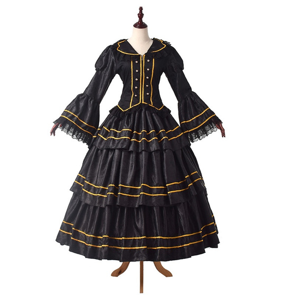 black and gold victorian dress