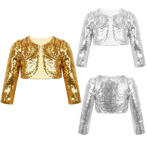 Kids Girls Glittery Sequins Long Sleeve 