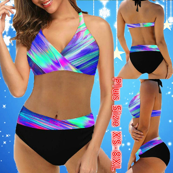 Women Two Pieces Bikini Sets Swimming Costumes Two Piece Swimsuits Swimwear  Beach Suit Plus Size XS-8XL