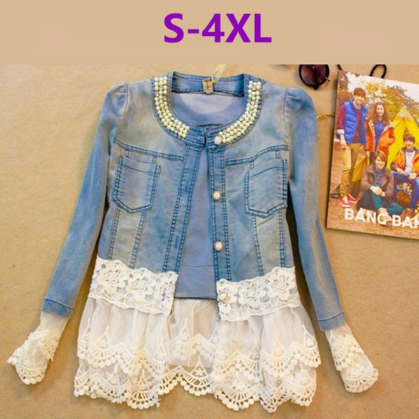 jean jacket with lace