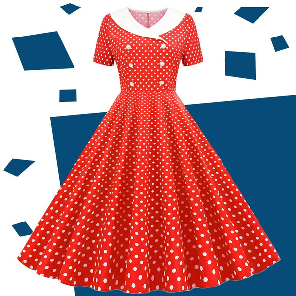 short red polka dot dress