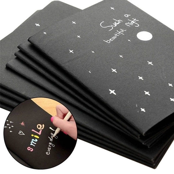 Cute Small Sketchbook Notebook for Drawing Painting Graffiti Soft Cover  Black Paper Sketch Diary Book Memo