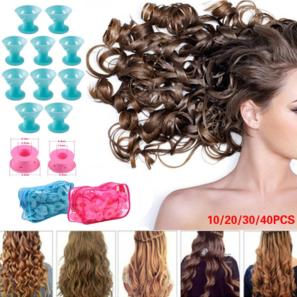 10/20/30/40PCS Silicone Reusable Hair Rollers Sleep Hair Curler Soft  Curlers Twist Spiral Magic Curls Hair Styling Tool | Wish