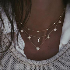 chokercollarnecklace, multilayerchainnecklace, Fashion, Star