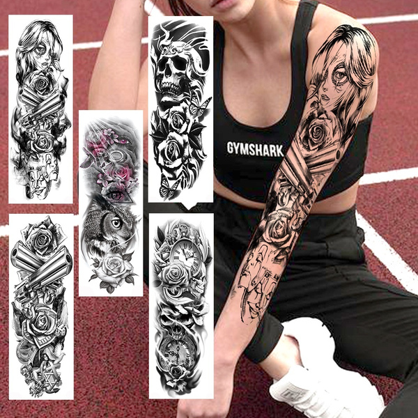 Amazon.com : 46 Sheets Full Arm Temporary Tattoo Waterproof For  Men(L22.8“xW7”), Fake Tattoos for Women Lion Tiger Clock Flower Skeleton  Animals Design, Hand Forearm Shoulder 3D Temporary Tattoos Stickers :  Beauty &