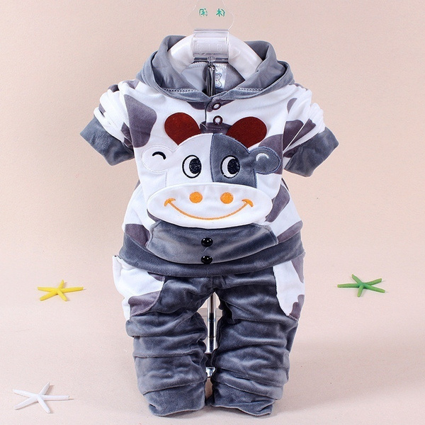 Conjunto de bebé Conjunto de terciopelo de vaca de dibujos animados  Conjunto de manga larga Twinset Sudadera con capucha y pantalón Bebés  recién nacidos Trajes de algodón 100%, ropa para niños | Wish