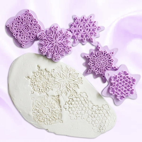 5pcs/set  Mandala Lace Embossing DIY Plastic Stamp Clay Sculpture Dotting Tools. 