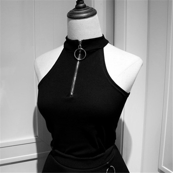 zip front sleeveless top