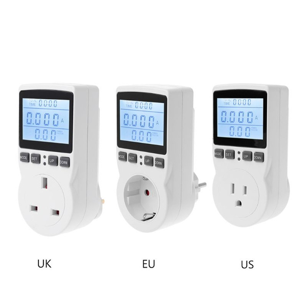 Beweegt niet hobby Ontwaken Digital Power Meter Socket EU/US/UK Plug Energy Meter Current Voltage Watt  electricity Cost Measuring Monitor Power Analyzer Electronic Outlet Socket  WVR | Wish