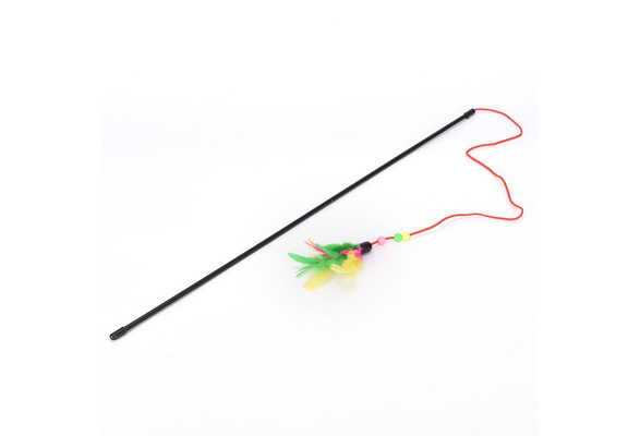 Pet cat toy cute bird colorful feather teaser wand plastic toy for cats YF