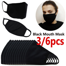 3/6 Pcs Black Mouth Mask Outdoor Fashion Anti-Dust Cotton Unisex Face Mask  Winter Warm Mouth Mask