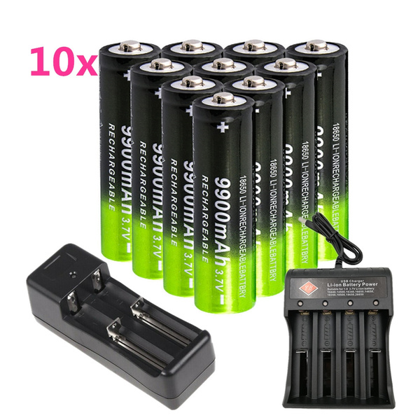 Flashlight Headlamp Batteries,4x 18650 Battery Li-ion 3.7 V 9900mAh Rechargeable Batteries Button Top 