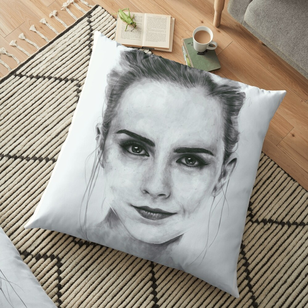 Beautiful Actress Emma Watson Pattern Living Room Sofa Cushion Cover Pillowcase 