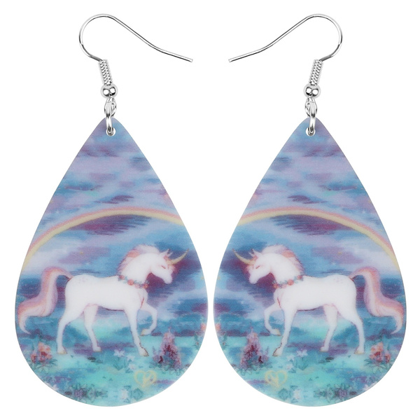 Unicorn Ear Stud Earrings Cartoons Animal Glitter Horse Earrings Lady Jew TDCA