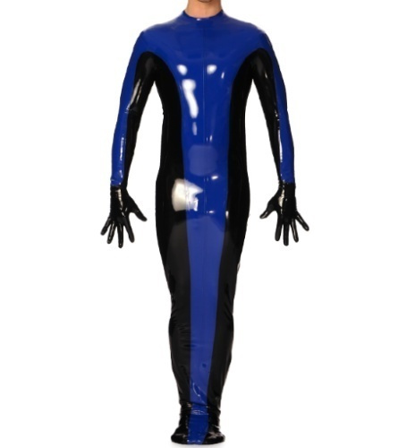 Latex Rubber Catsuit Navy Blue and 