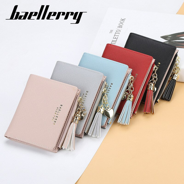 Women's Wallet with Zipper Card Holder Short Coin Purses Fashion Tassel  Wallets for Woman Red Wallet Small Clutch Purse for Girl