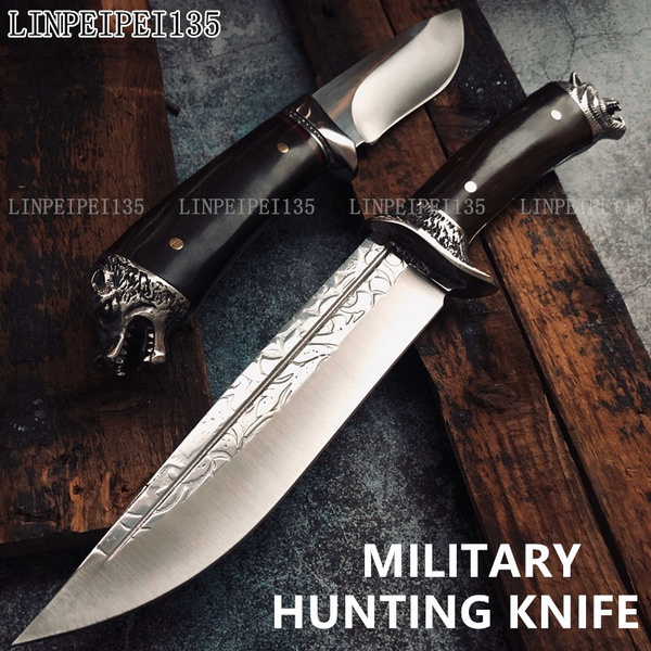 Large Hunting Knife Bowie Sharp Fixed Blade Camping Military Outdoor  Survival